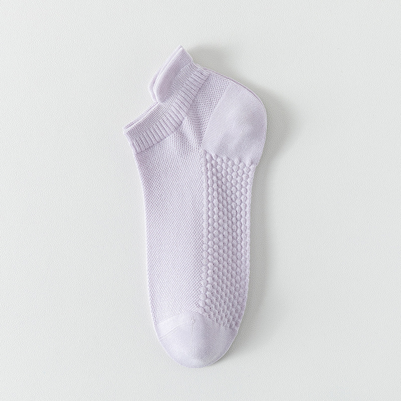 Calcetines de algodón de color sólido, calcetines de barco de malla de verano, calcetines de algodón de paquete independiente, calcetines cortos