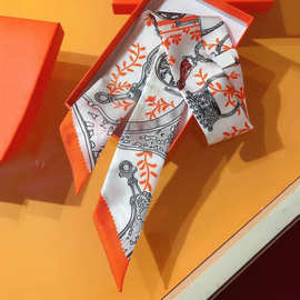 h家夏季女桑蚕丝真丝小丝巾包包绑带绑包丝带长条装饰菜篮子飘带