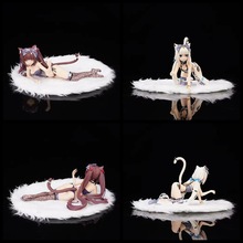 狼族动漫 猫娘乐园 躺姿巧克力与跪姿香子兰 带毛毯摆件 盒装手办