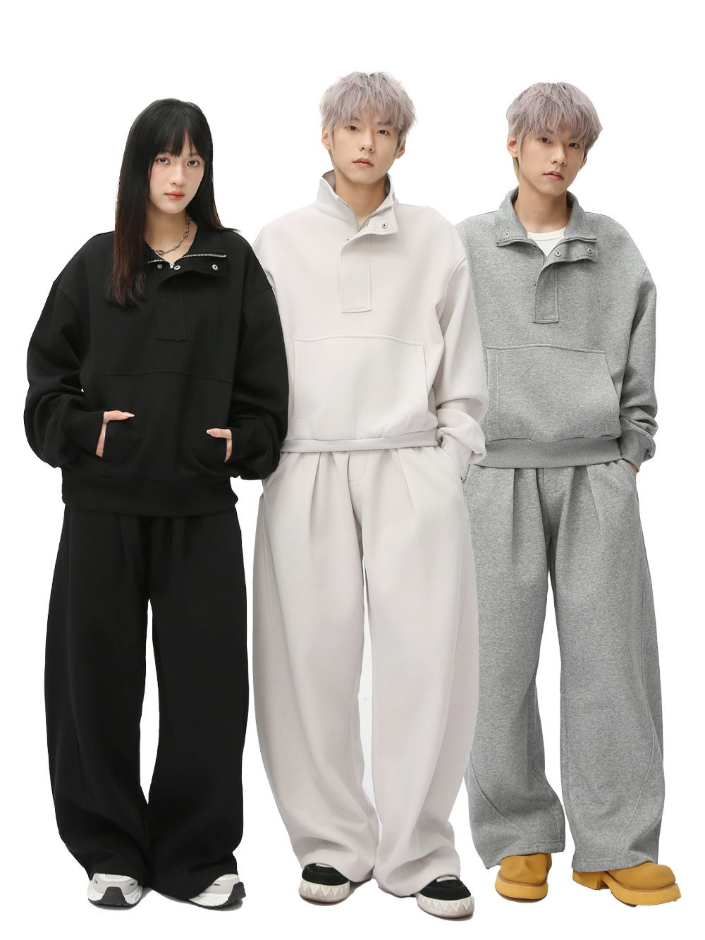 MTLCLOTHES Hombres| Coreano medio abierto con solapa ancha de color sólido contorno suelto conjunto deportivo casual