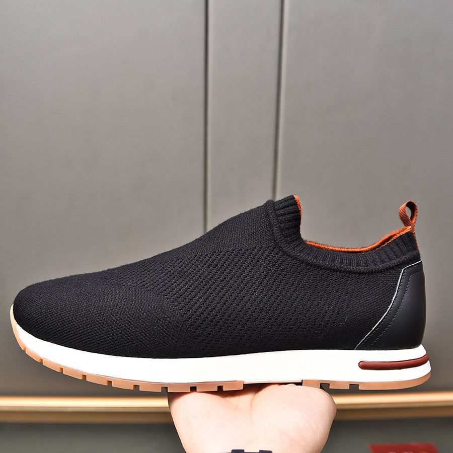 欧洲站乐福鞋2025春季男鞋一脚蹬懒人潮牌布面单鞋男飞织透气新款