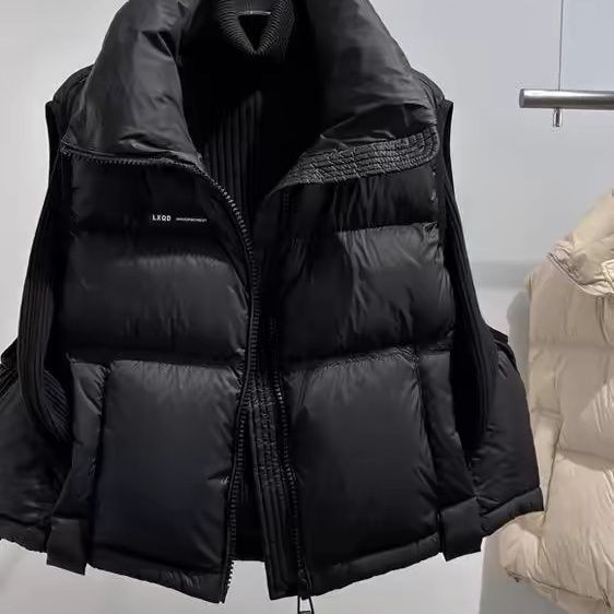2026 New Women's Down Vest for Autumn and Winter, Stand-up Collar, Fashionable and Versatile, White Duck Down, Loose Fit, Thickened for Outdoor Wear