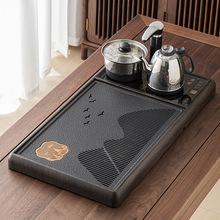 现代乌金石茶盘家用茶盘带电磁炉全自动一体茶台汝窑功夫茶具套装