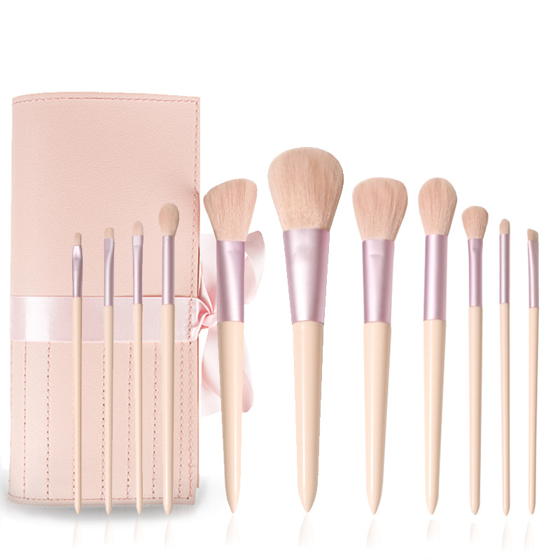 Nuevo 11 concubina sonrisa cepillo de maquillaje traje de piel suave rosa polvo suelto cepillo conjunto completo de herramientas de belleza para la entrega transfronteriza