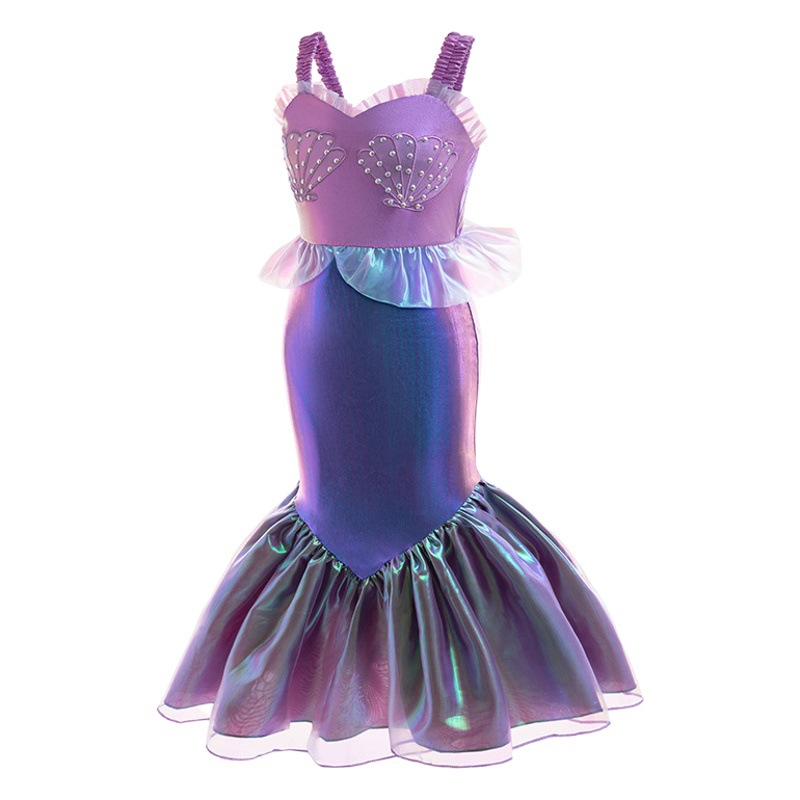 Comercio exterior sirena niña princesa vestido película mismo estilo para niños vestido de cabestrillo vestido de cola de pez traje de baño foto hilo