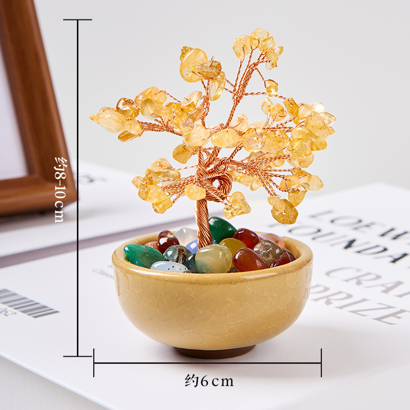 天然水晶フォーチュンツリークリスタルツリークリスタルシトリンライフツリー工芸品装飾品樹脂ハイエンドニッチ新製品|undefined