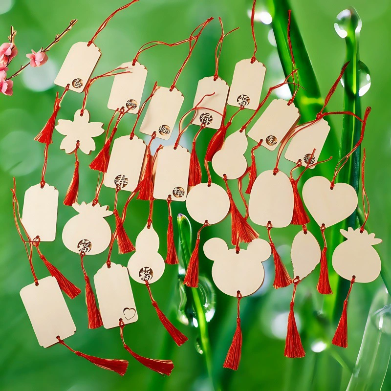 Карточка желаний, деревянная подвесная бирка, подвесное дерево, живописное место, праздничное украшение, цвет дерева, пустая рукописная маленькая деревянная карточка, карточка желаний