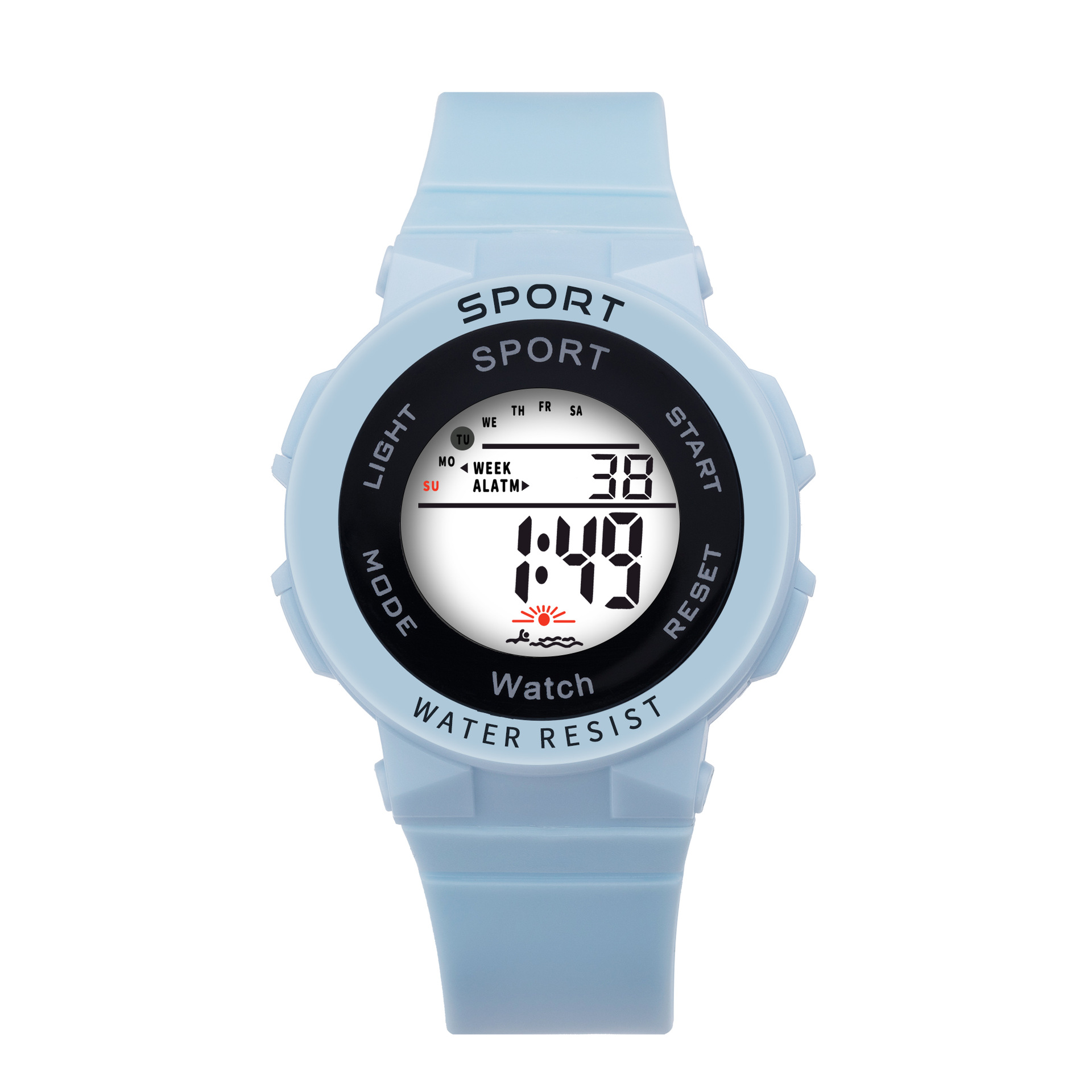 Reloj electrónico Estudiante hombres y mujeres colorido luminoso multifuncional impermeable estilo coreano Rosa nuevo reloj de moda doméstico diseño ligero