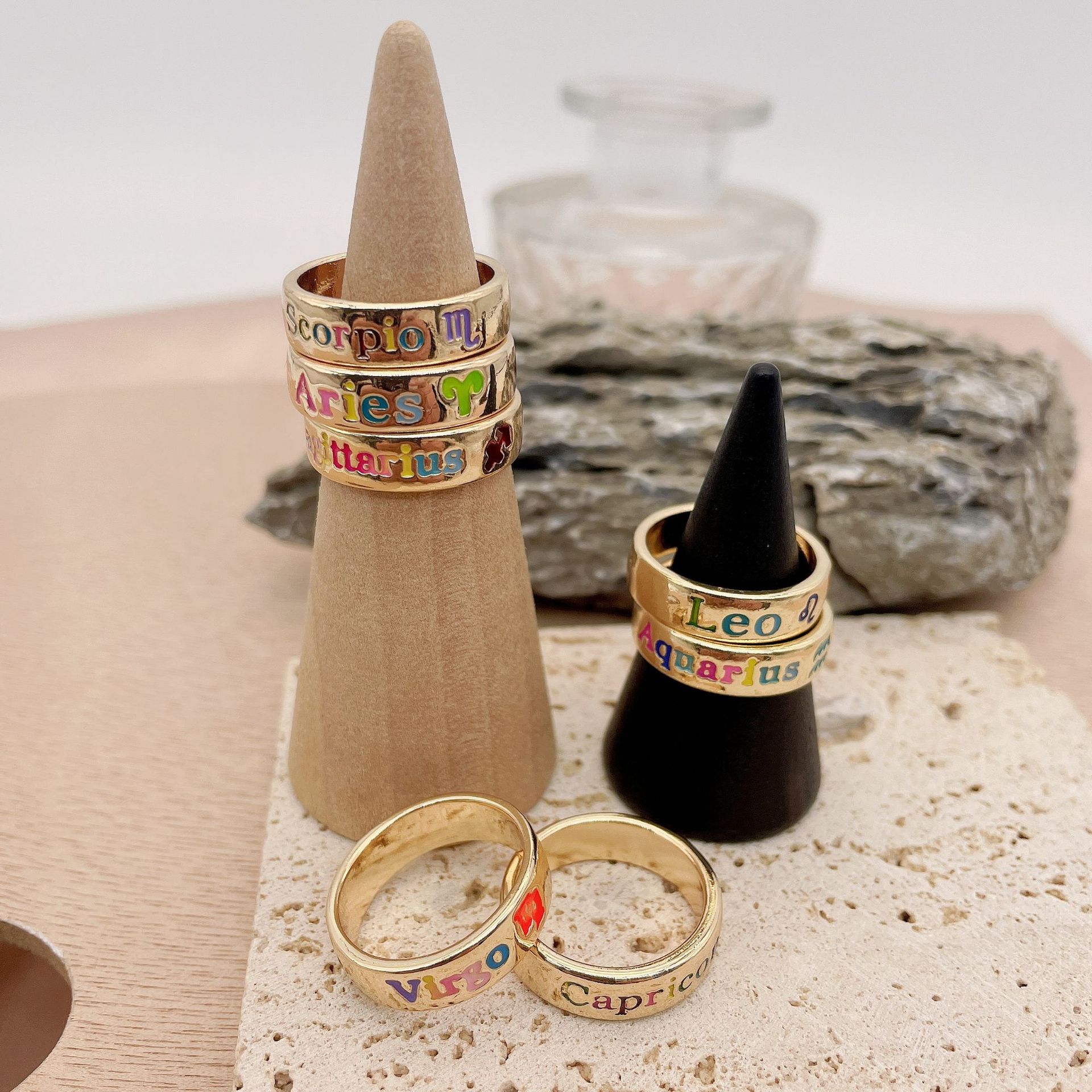 Wholesale Jewelry Simple Style Constellation Alloy Enamel Rings display picture 3