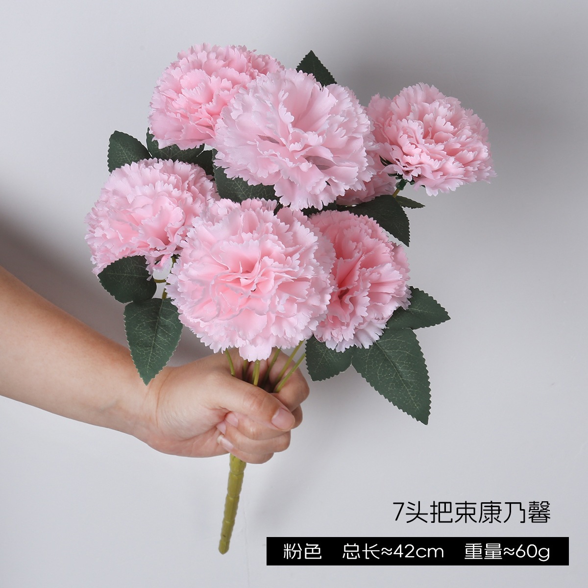 Simulación de 7 flores falsas de claveles estilo pastoral de alto nivel floral decoración floral manejo floral tela de seda artificial flores de plástico al por mayor