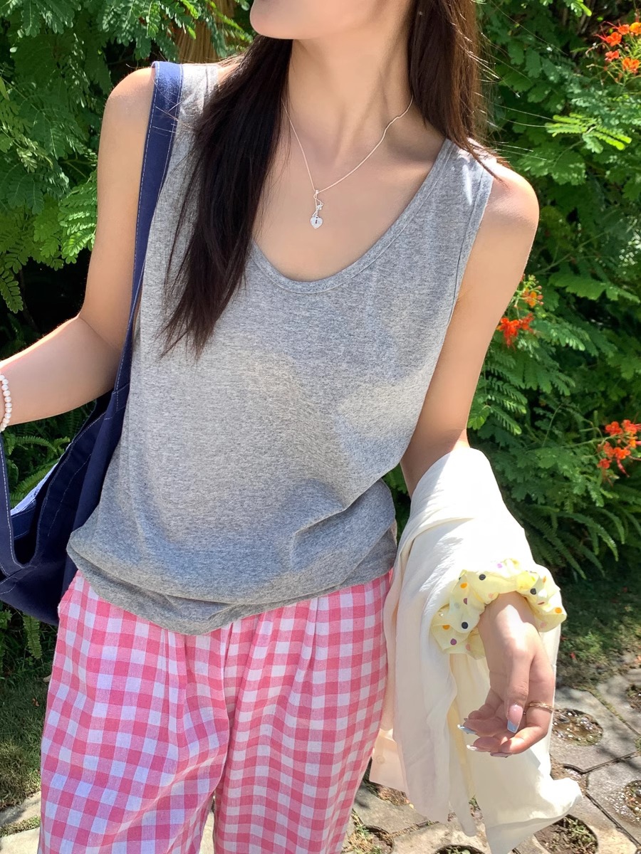 라이트 그레이 넓은 어깨 끈 ~