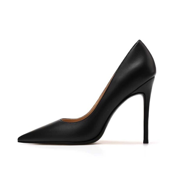 Black sexy elegant high heels made of soft leather stiletto heels…