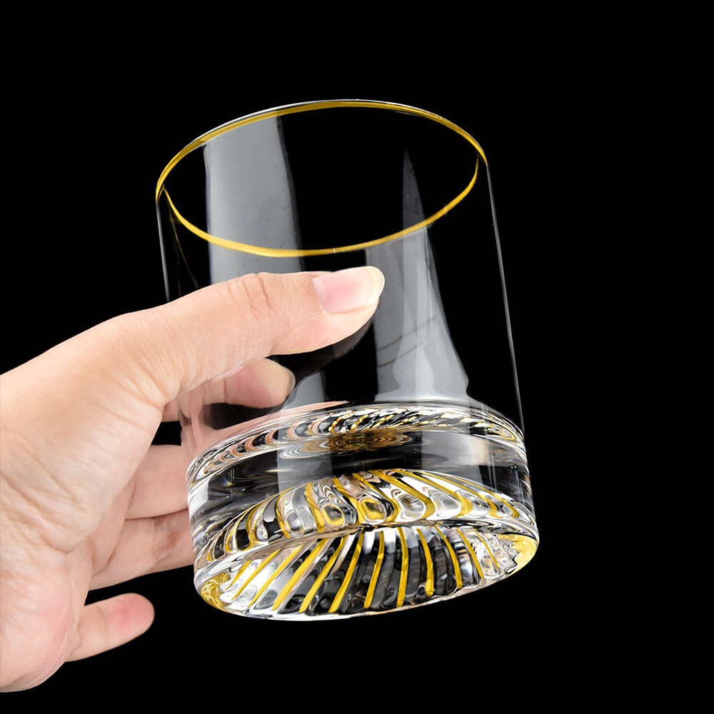 祥兴金像 新款威士忌酒具套装 手工描金螺纹洋酒酒具套装家居摆件