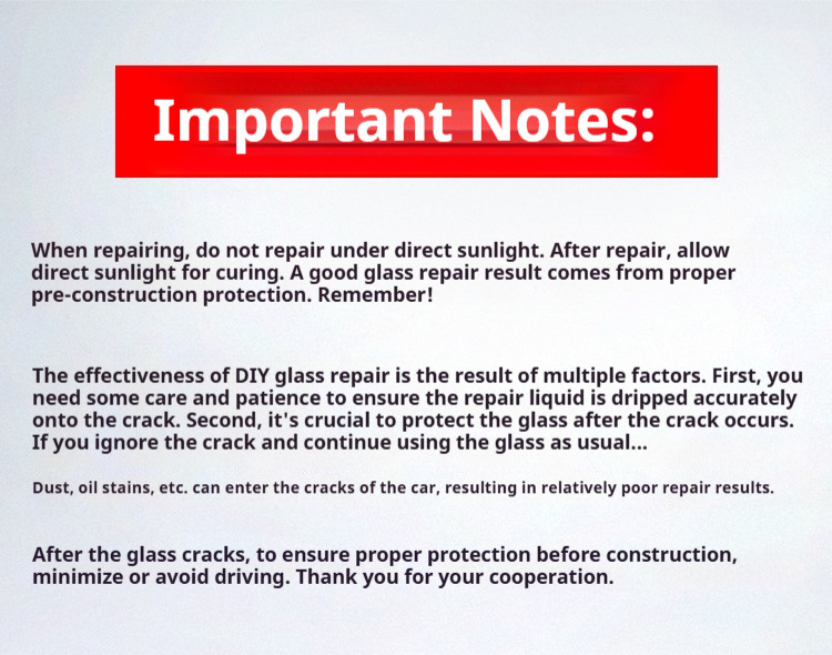Car glass repair fluid, window crack filling adhesive, self-repairing liquid for front windshield cracks, resin glue
