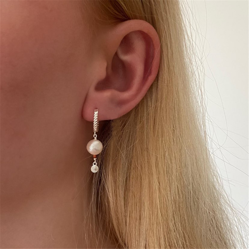 925 Sterling Silver Material 1 Pair 925 Sterling Silver Geometric Round Drop Earrings