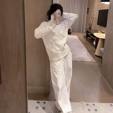 ce25秋冬新款慵懒风高领拉链麻花亮片长袖毛衣开衫外套