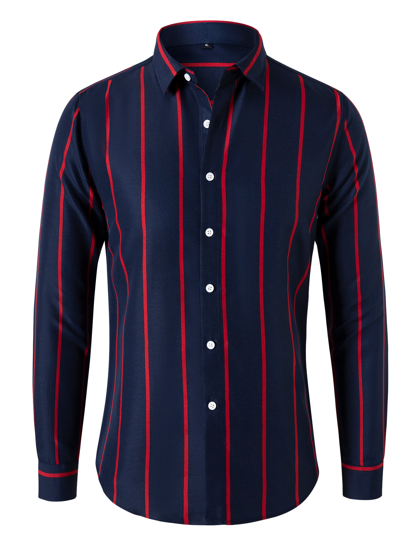 Camisa a rayas de corte ajustado estilo coreano, nueva tendencia 2026, para hombre, manga larga, comercio transfronterizo, camisa de moda juvenil.