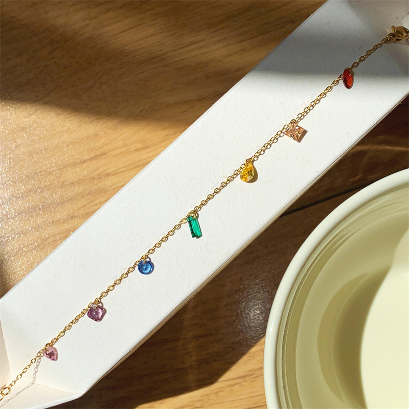 Sweet Geometric Titanium Steel Gold Plated Zircon Bracelets