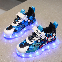奧特曼充電會發光鞋的男童女童運動鞋兒童帶燈發光鞋亮燈鞋運動鞋