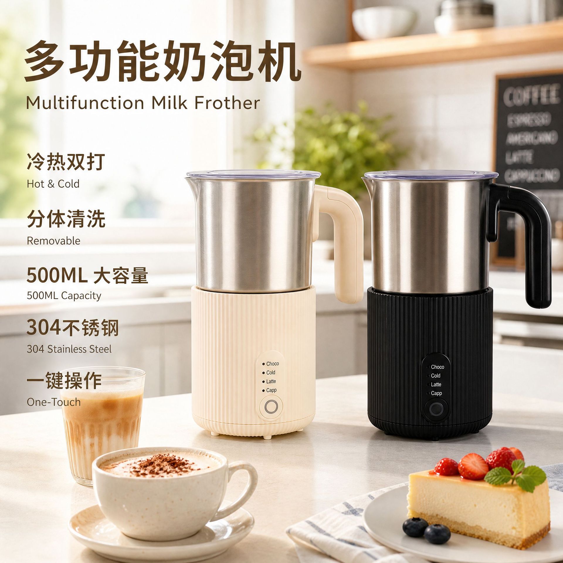 奶泡机全自动多功能小型迷你破壁机家用机冷热奶泡机