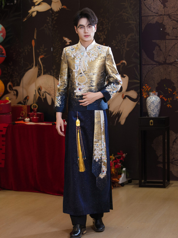秀禾服男生2025新款中式新郎结婚礼服唐装汉服龙凤褂男士接亲秀和|undefined