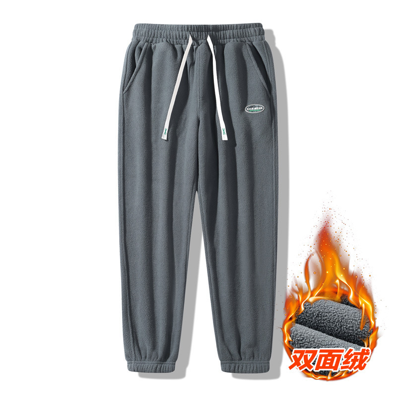 Spring and Autumn fleece pants men's loose thickened plus size ankle-tied winter polar fleece warm sports pants