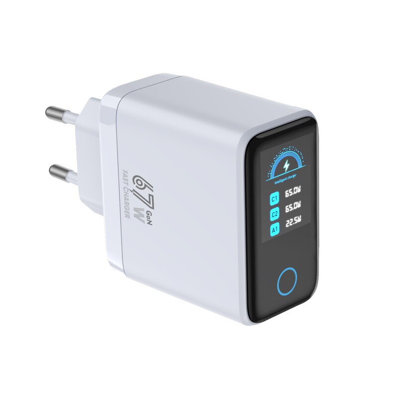 Pd67W Gallium Nitride Smart Display Multi-Port Fast Charging Laptop Power Supply Mobile Phone Charger Pd Fast Charging Display Charger