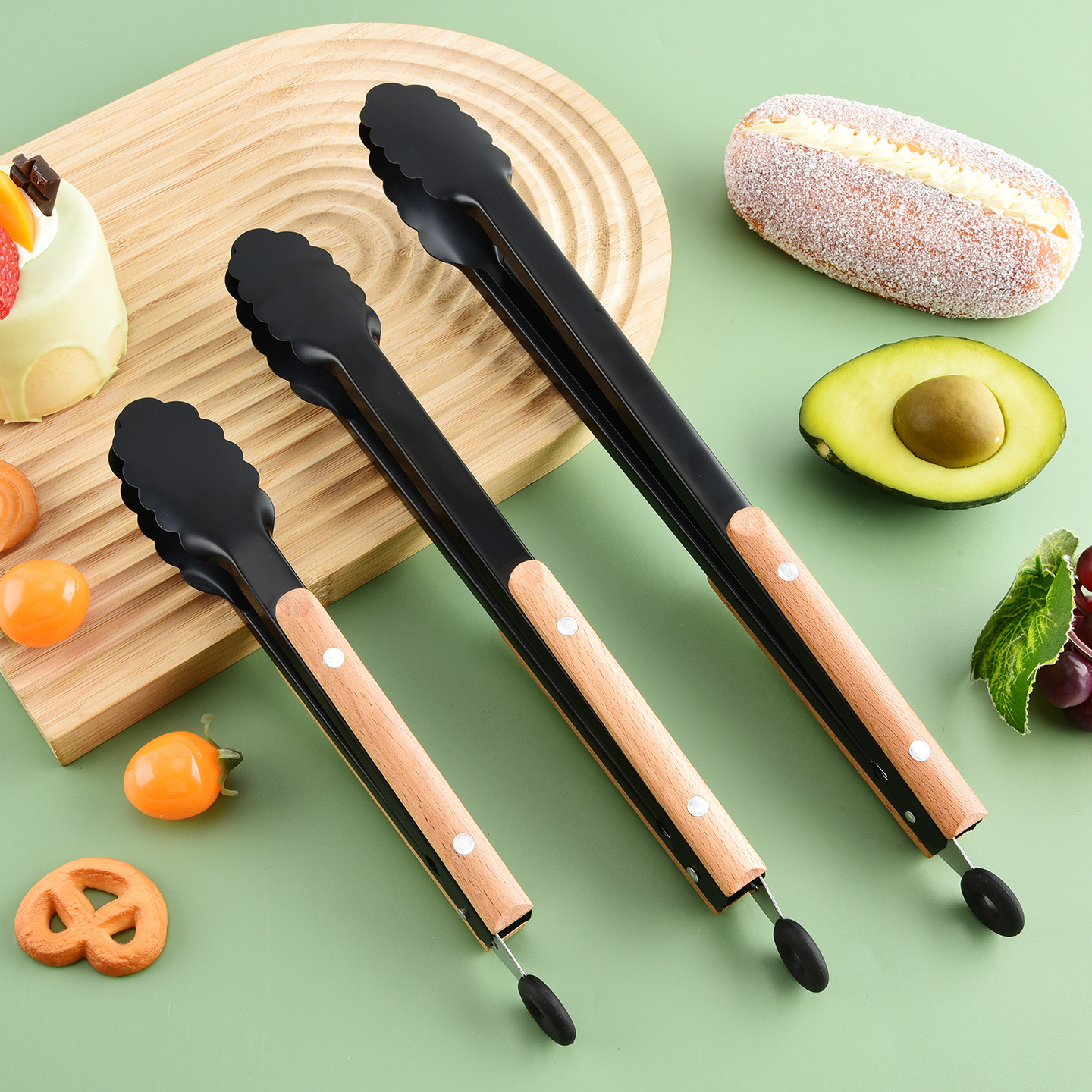 Clip de alimentos de acero inoxidable en stock, clip de barbacoa, clip de filete casero, clip de pan, clip de carne asada, clip de comida cocinada