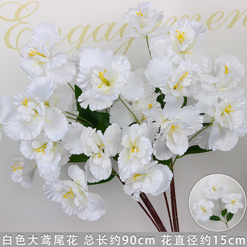Bodas de flores de seda de imitación blanca flores falsas decorativas floral sala de bodas floral hogar ramo único camino de introducción de flores
