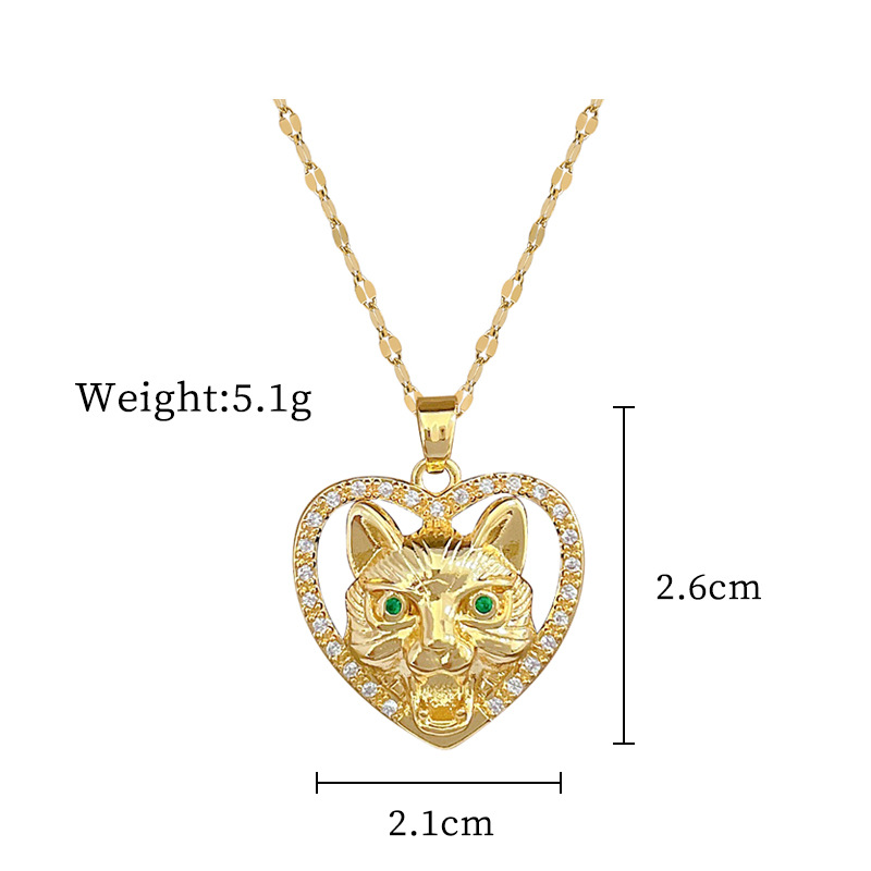 Love Cat Head Light Luxury Temperament Gorgeous Full Diamond Necklace Female Versatile Collarbone Chain Titanium Steel Chain_voghion.com