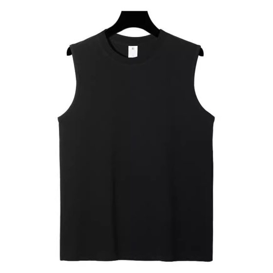 high quality Summer Men's Vest Sleeveless T-shirt Short Sleeve Solid Color Base Training Sports All-match Heavy Loose