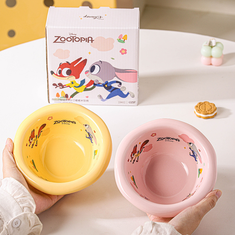 Judy Nick's Zootopia Children's Ceramic Bowl and Utensils Set, High-Quality Christmas and New Year Gift