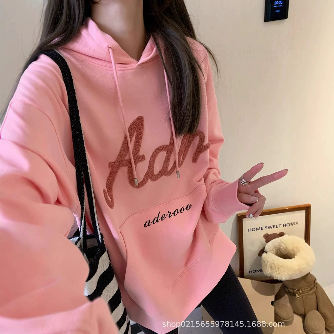 Пятно ADER буквенные полотенца вышивка с флисом с капюшоном свитер корейская версия свободного отдыха мужчин и женщин с толстым свитер