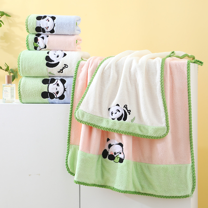 Factory Wholesale Cute Panda Bath Towel Coral Velvet Face Towel Children's Home Soft Absorbent Towel Bath Towel Set Factory Wholesale Cute Panda Bath Towel Coral Velvet Face Towel Children's Home Soft Absorbent Towel Bath Towel Set
