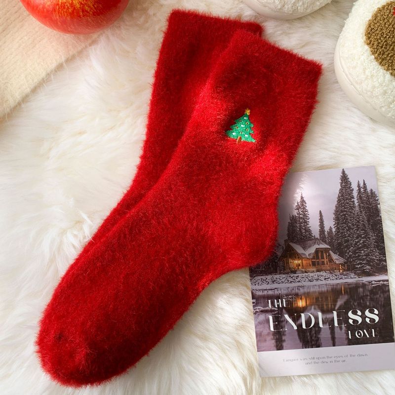 冬の靴下の女性の刺繍のぬいぐるみのクリスマスの靴下の雪だるまのサンタクロースのクリスマスの要素の中筒の靴下の保温の靴下|undefined