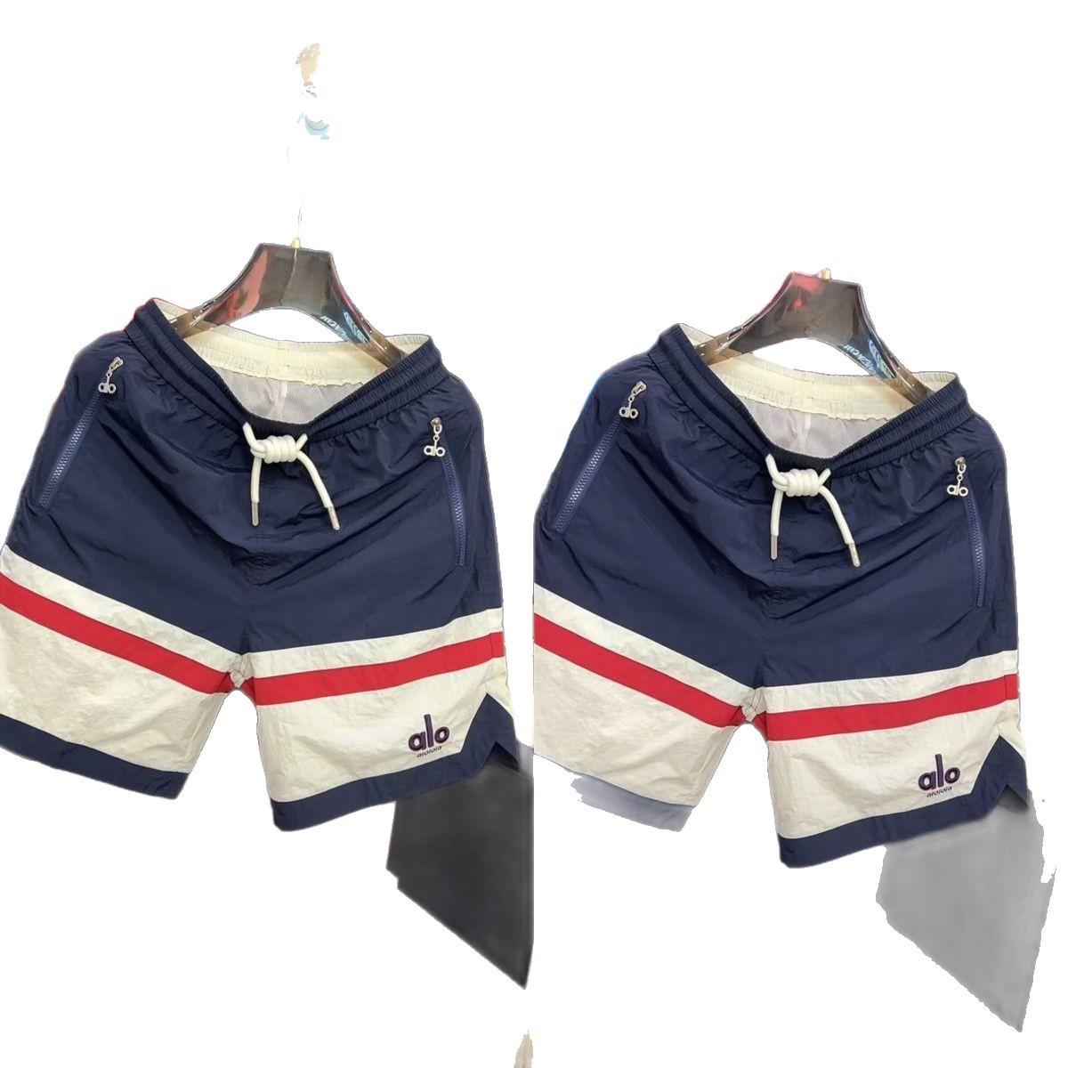 European and American High-End Luxury Brand New 2025 Summer Men's Design Contrasting Color Stripesd Splicing Shorts Fashion Trend