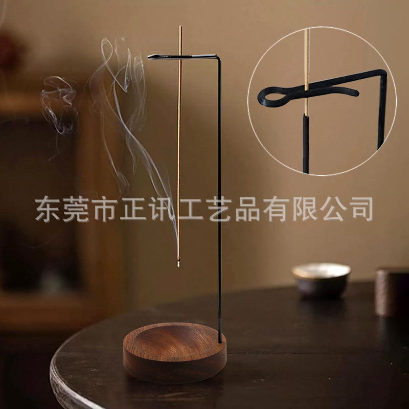 Chinese-Style Incense Holder with R-Shaped Incense Stick, Hanging Incense Burner for Home Use, Sandalwood Aromatherapy Burner, Zen Incense Clip Ornament
