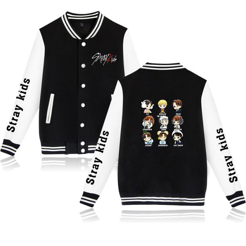Korean boy group Stray Kids Korean style trendy baseball jacket, European size loose fit, fan style, unisex.