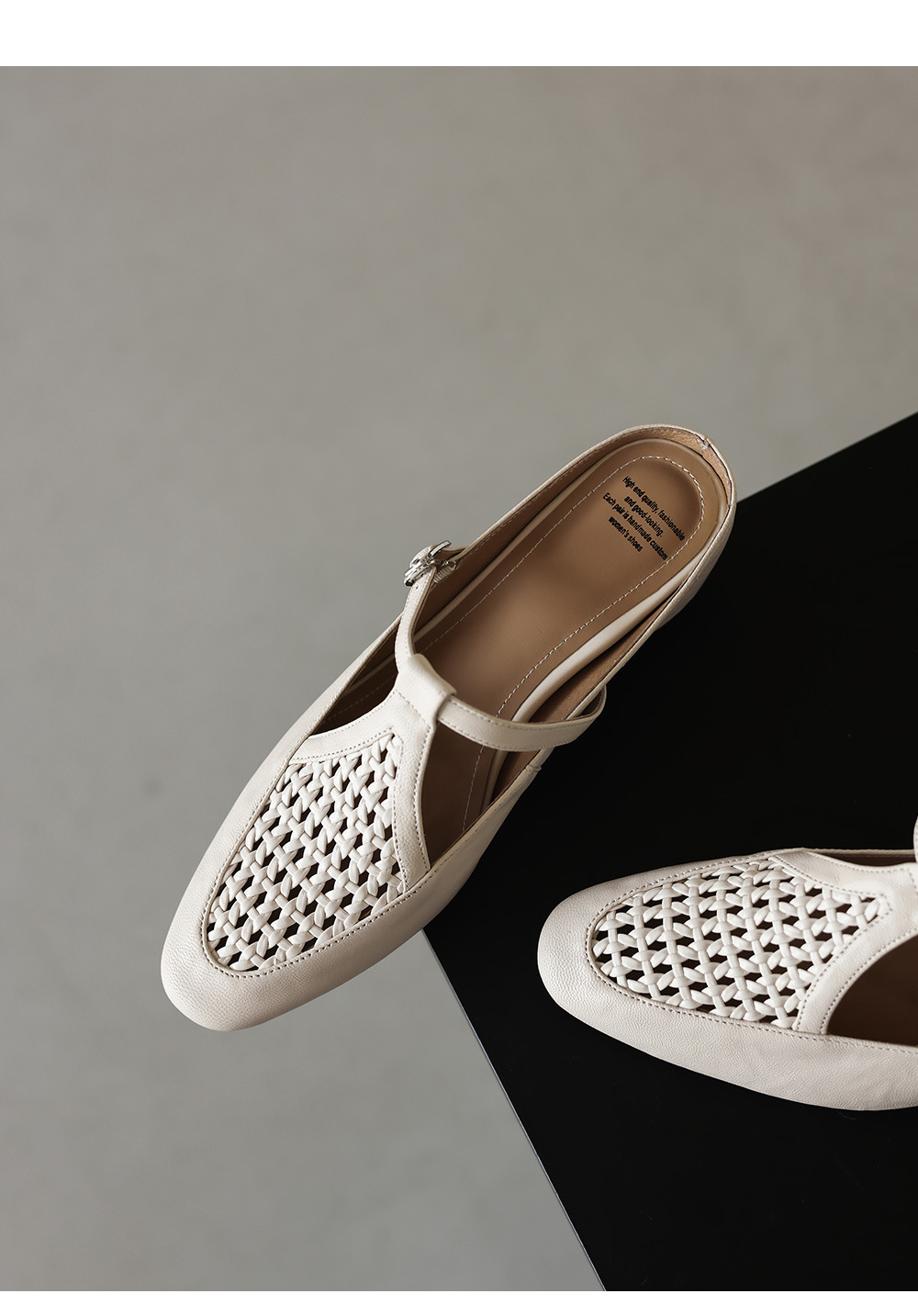 Dép mule nữ gót cao 6 cm, mũi kín, đế xuồng đan, phong cách mùa hè — đen chi tiết 19