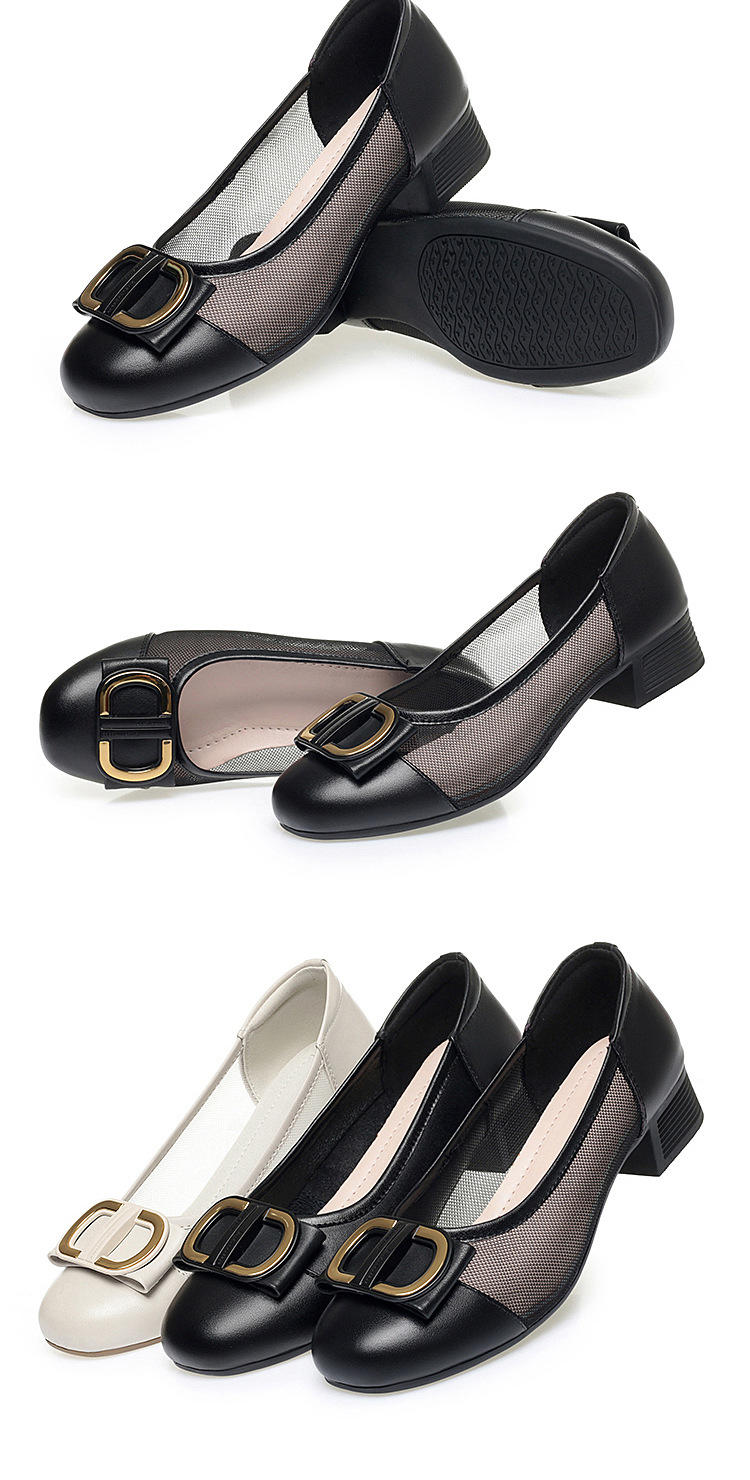 Giày sandal cao gót nữ hở mũi lưới thoáng khí đế mềm — Màu đen (phiên bản lưới) chi tiết 13