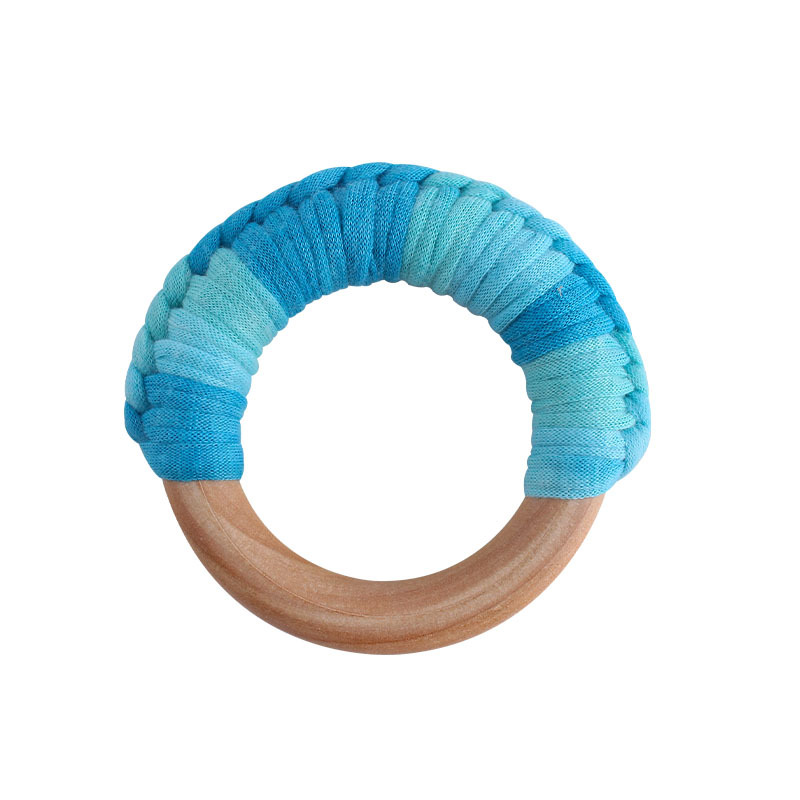 Bebé de madera mano ejercicio agarre juguete nuevo hecho a mano algodón cuerda tejida niños molar juguete mordedor