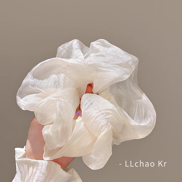 고급스러운 작은 향수풍 대형 망사 머리끈, 여성스럽고 부드러운 질감