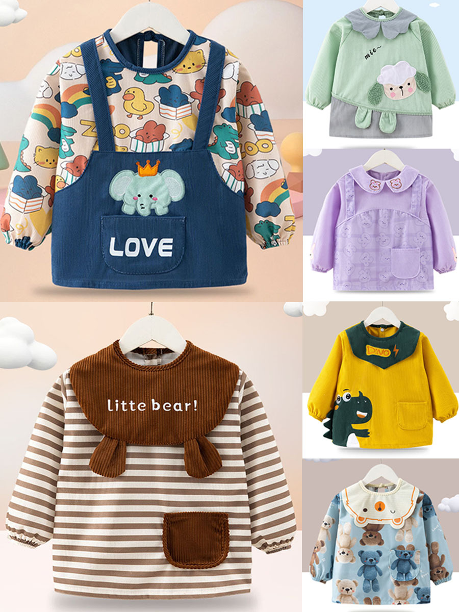 baby gown autumn and winter children‘s anti-dirty bib children‘s crystal velvet coverall baby waterproof meal baby bib