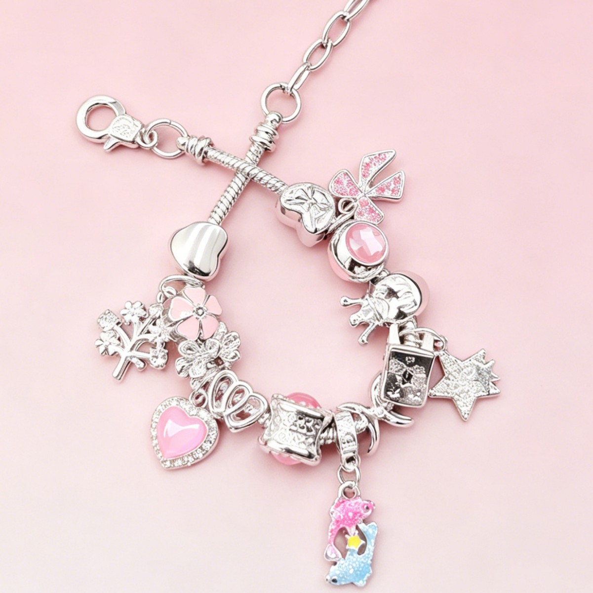 Pan brazalete DIY Piscis brazalete diamante amor pentagramas árbol de la vida arco flores joyas de moda