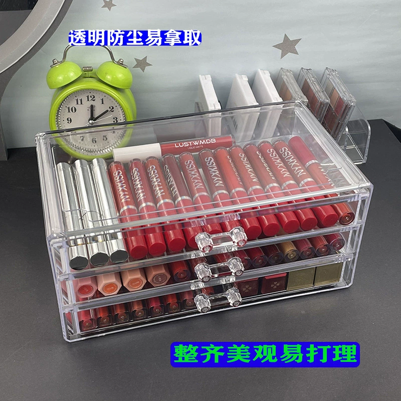 Acrylic Makeup Organizer Box, Stackable 1–3 Layers, Lipstick & Eyeshadow Storage, Compact