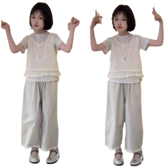 Quality original large number of in stock 2025 spring girls Korean three piece children's suit