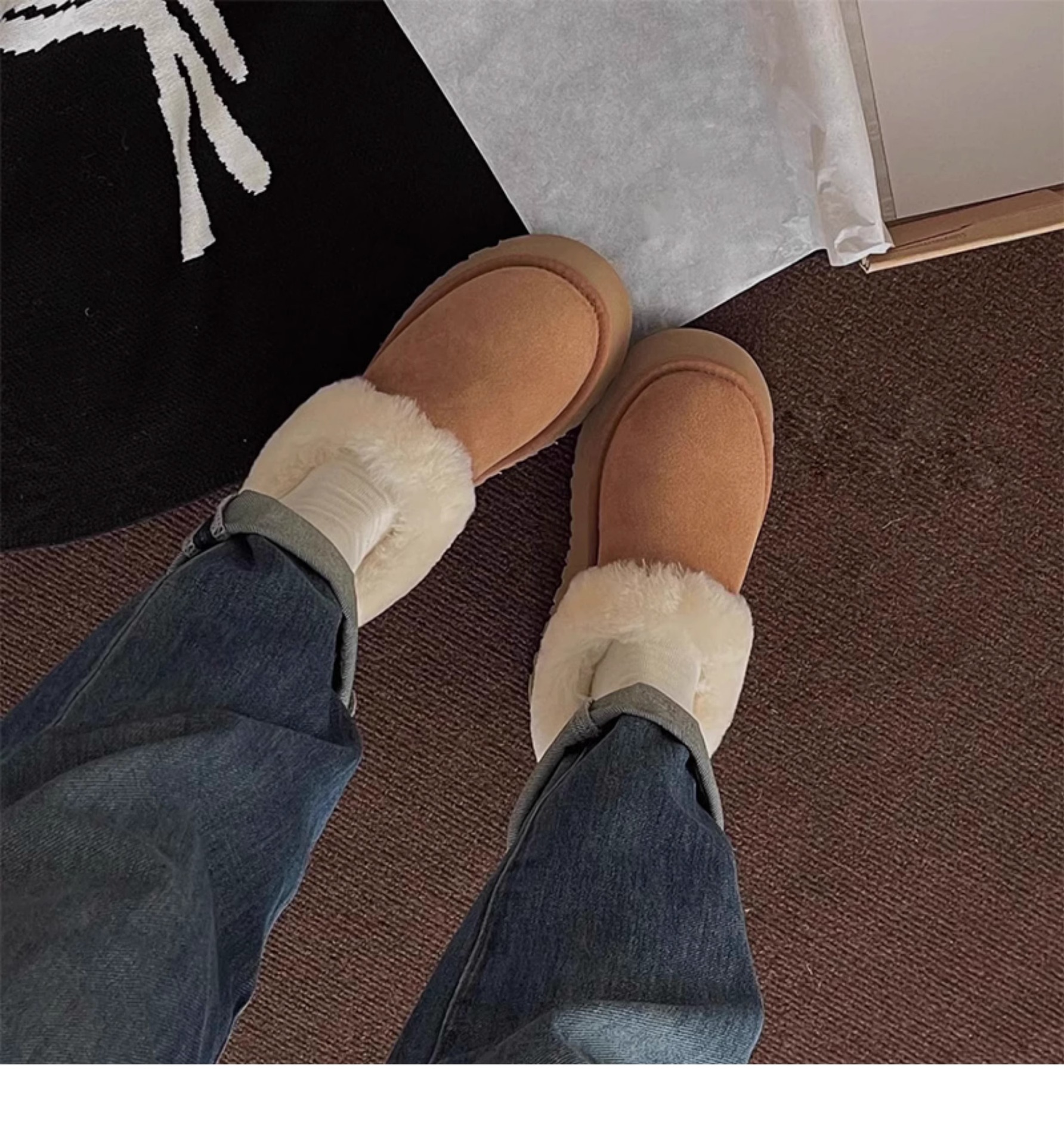 Autumn Winter Women's Ankle Boots With Thick Sole And Fur Lining_voghion.com