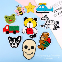Embroidered patch with cute cartoon towel stars animal airplane fabric decoration for clothing