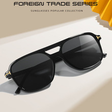 新款T字双梁太阳镜男方形跨境时尚潮流墨镜复古金属配饰太阳眼镜