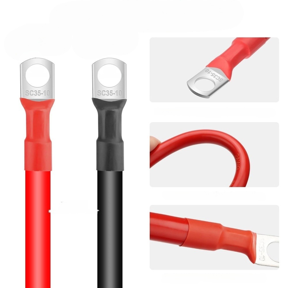 2Awg35 Square Automotive Battery Connection Cable Extension Cable Power Inverter Cable New Energy Vehicle Accessories Wholesale